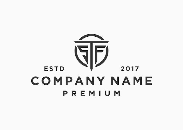 plantilla de ilustración de vector de diseño de logotipo de escudo de letra stf