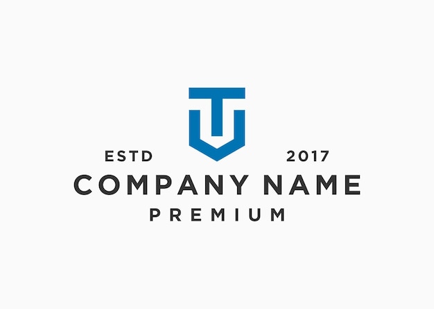 plantilla de ilustración de vector de diseño de logotipo de escudo de letra t
