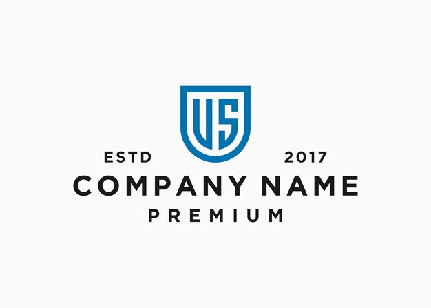 plantilla de ilustración de vector de diseño de logotipo de escudo de letra us