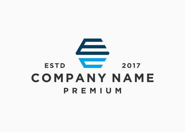 plantilla de ilustración de vector de diseño de logotipo de hexágono de letra ec
