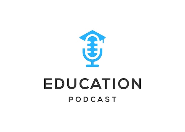 plantilla de ilustración de vector de diseño de logotipo de podcast de escuela de educación