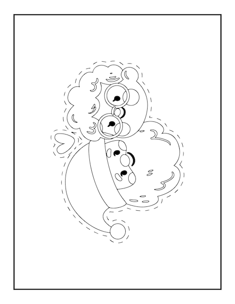 Plantilla de ilustración de vector de invierno en blanco y negro para niños, fondo, patrón, libro para colorear