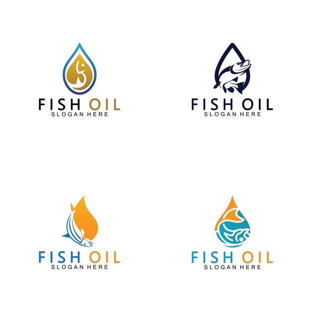 Plantilla de ilustración de vector de logotipo de aceite de pescado