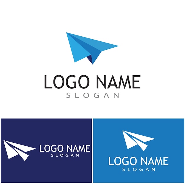 Plantilla de ilustración de vector de logotipo de avión de papel