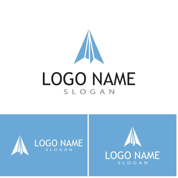 Plantilla de ilustración de vector de logotipo de avión de papel