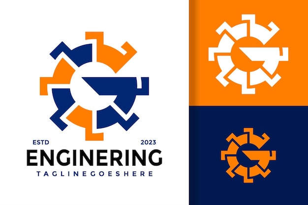 Vector plantilla de ilustración de vector de stock de elemento de diseño de logotipos de ingeniería de engranajes de letra g