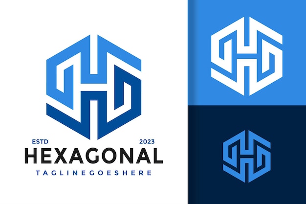 Plantilla de ilustración de vector de stock de elemento de diseño de logotipos de logotipo hexagonal de letra H