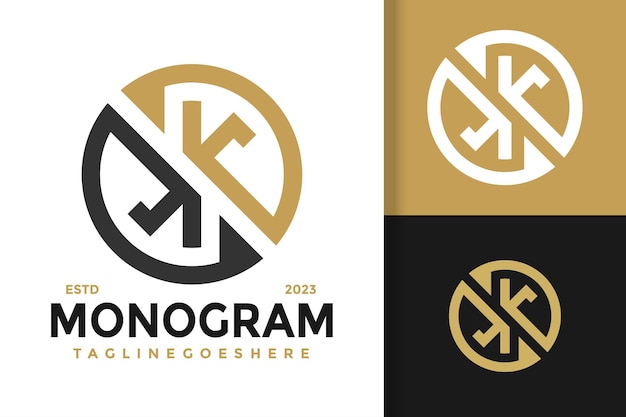 Plantilla de ilustración de vector de stock de elemento de diseño de logotipos de logotipo de monograma de letra K