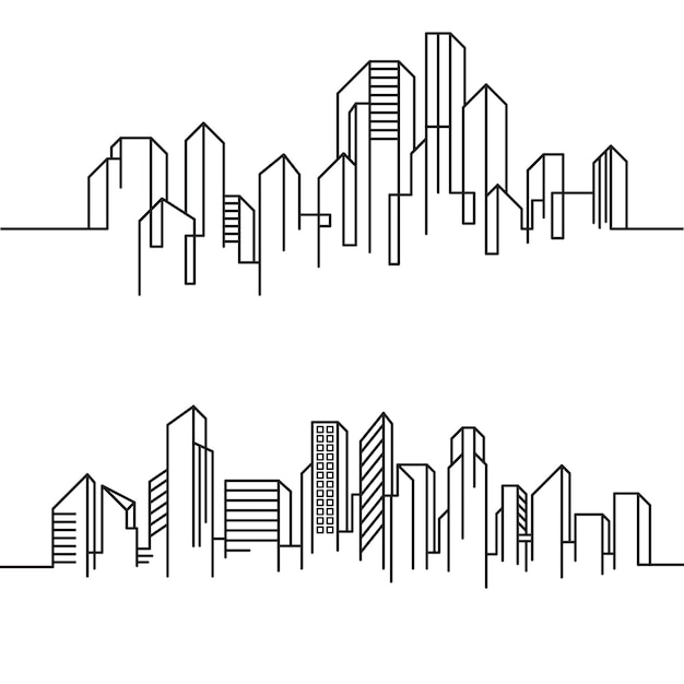 Plantilla de ilustración vectorial de arte de línea de construcción de la ciudad