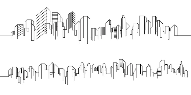 Plantilla de ilustración vectorial de arte de línea de construcción de la ciudad
