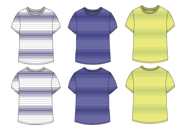 Plantilla de ilustración vectorial de boceto plano de moda técnica de camiseta