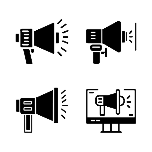 Vector plantilla de ilustración vectorial del conjunto de iconos de megáfono