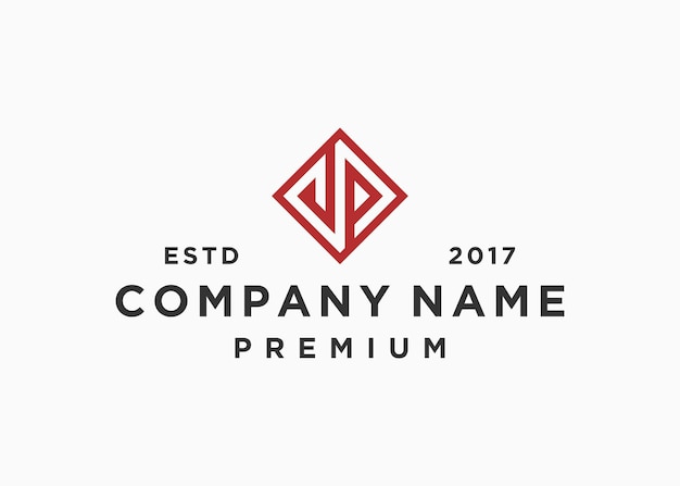 plantilla de ilustración vectorial de diseño de logotipo cuadrado de letra jp
