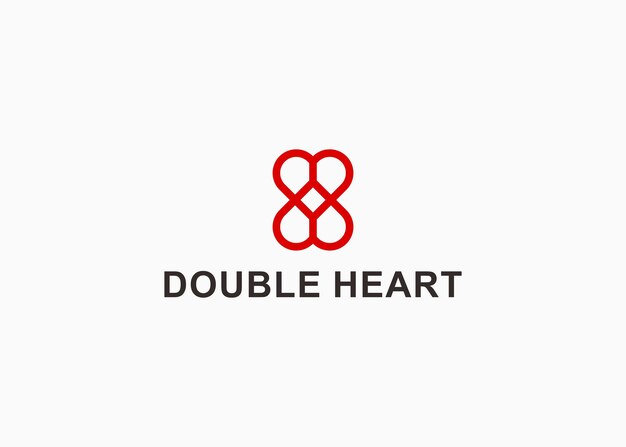 plantilla de ilustración vectorial de diseño de logotipo de dos corazones