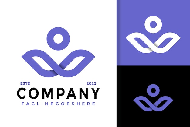 Plantilla de ilustración vectorial de diseño de logotipo de empresa humana con letra W