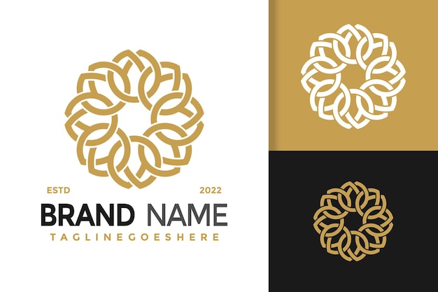 Plantilla de ilustración vectorial de diseño de logotipo floral geométrico abstracto