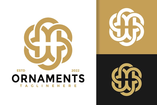 Plantilla de ilustración vectorial de diseño de logotipo geométrico con adorno de letra H