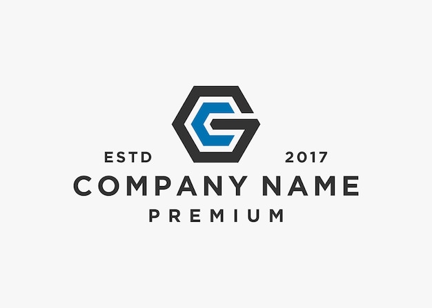 plantilla de ilustración vectorial de diseño de logotipo hexagonal de letra gc o cg