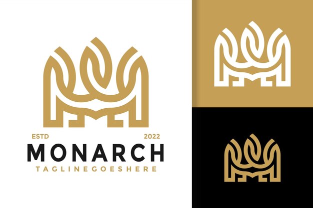 Plantilla de ilustración vectorial de diseño de logotipo de hoja de corona con letra M