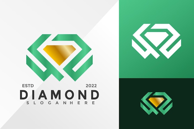Plantilla de ilustración vectorial de diseño de logotipo de joyería de diamantes de lujo