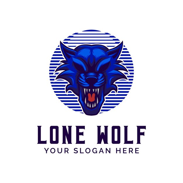 Plantilla de ilustración vectorial de diseño de logotipo de lobo enojado