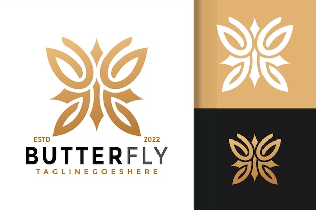 Plantilla de ilustración vectorial de diseño de logotipo de mariposa elegante