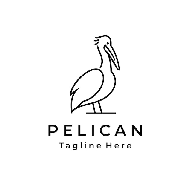 Plantilla de ilustración vectorial de diseño de logotipo de pájaro pelícano de arte lineal