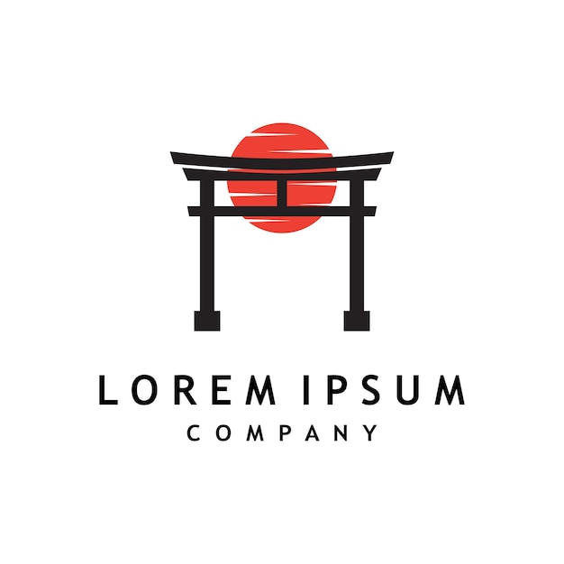 Plantilla de ilustración vectorial de diseño de logotipo de puerta torii japonesa