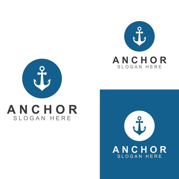 Plantilla de ilustración vectorial de diseño de logotipo y símbolo de anclaje