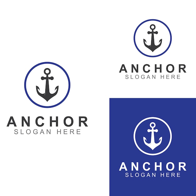 Plantilla de ilustración vectorial de diseño de logotipo y símbolo de anclaje