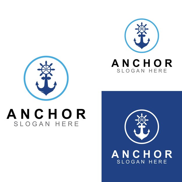 Plantilla de ilustración vectorial de diseño de logotipo y símbolo de anclaje