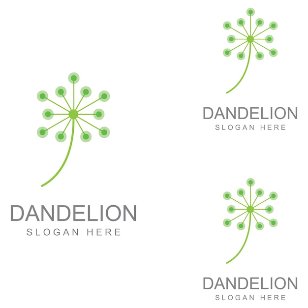 Plantilla de ilustración vectorial de diseño de logotipo y símbolo de flor de diente de león