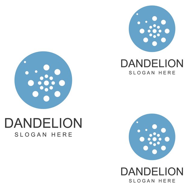 Plantilla de ilustración vectorial de diseño de logotipo y símbolo de flor de diente de león
