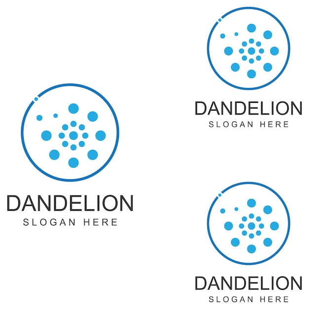 Plantilla de ilustración vectorial de diseño de logotipo y símbolo de flor de diente de león