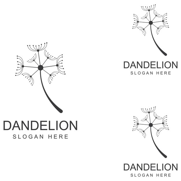 Plantilla de ilustración vectorial de diseño de logotipo y símbolo de flor de diente de león