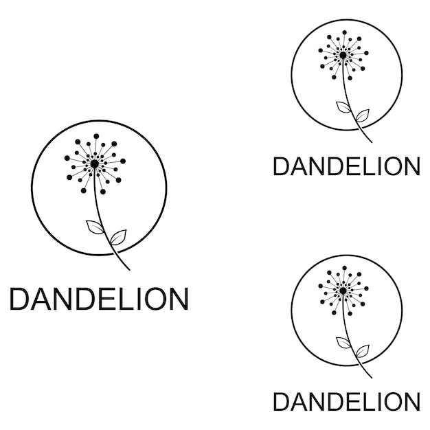 Plantilla de ilustración vectorial de diseño de logotipo y símbolo de flor de diente de león