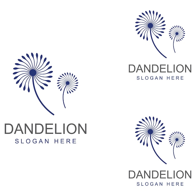Plantilla de ilustración vectorial de diseño de logotipo y símbolo de flor de diente de león