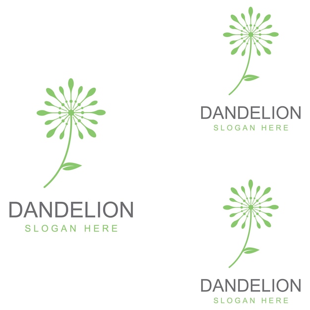 Plantilla de ilustración vectorial de diseño de logotipo y símbolo de flor de diente de león