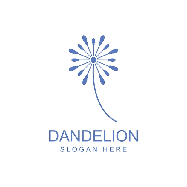 Plantilla de ilustración vectorial de diseño de logotipo y símbolo de flor de diente de león