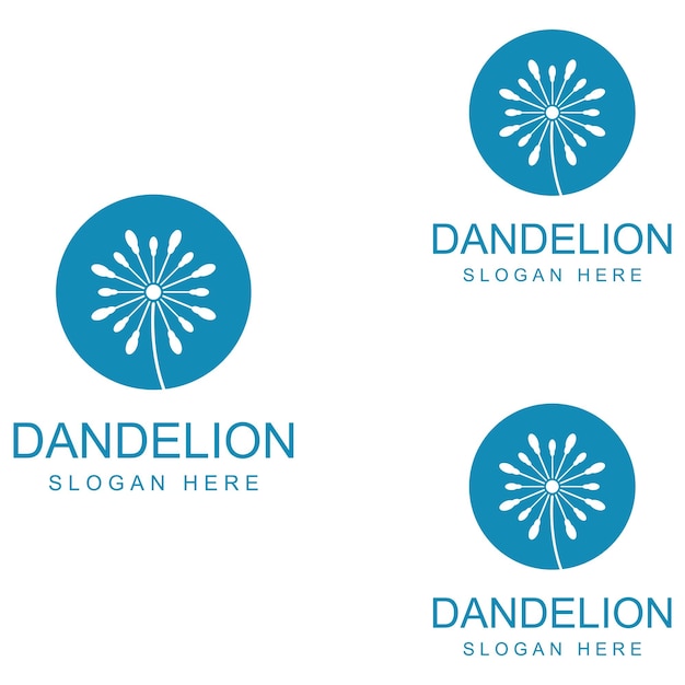 Plantilla de ilustración vectorial de diseño de logotipo y símbolo de flor de diente de león