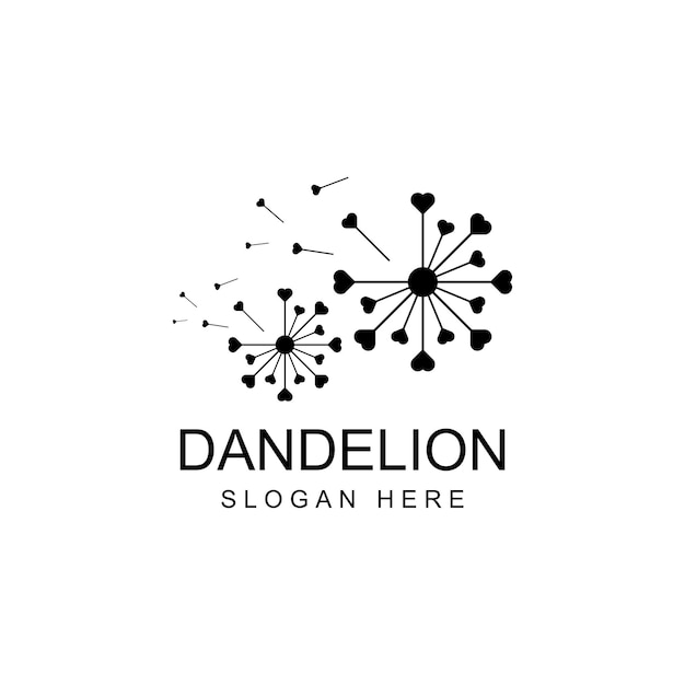 Plantilla de ilustración vectorial de diseño de logotipo y símbolo de flor de diente de león