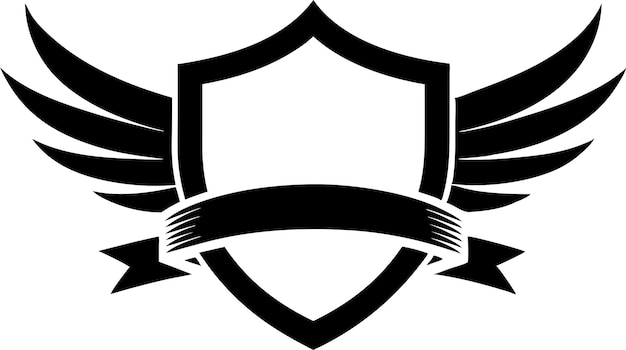 una plantilla de ilustración vectorial de escudo de arte de línea plana vector de diseño de banner de calidad premium