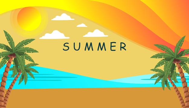 Plantilla de ilustración vectorial de happy summer time para carteles y pancartas de redes sociales