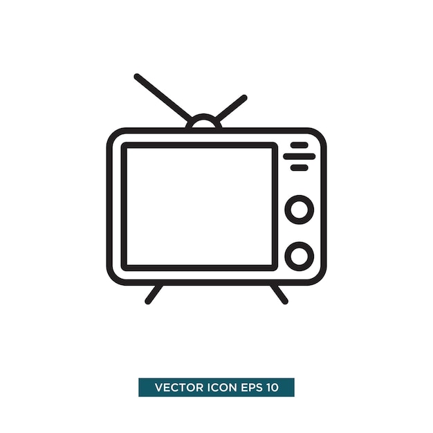 plantilla de ilustración vectorial de icono de TV retro de color negro