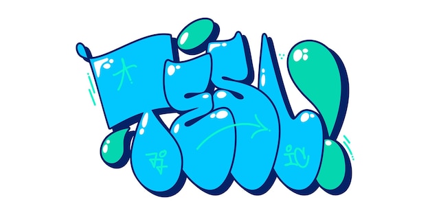 Plantilla de ilustración vectorial de letras Tesl de palabra de arte callejero de estilo graffiti abstracto