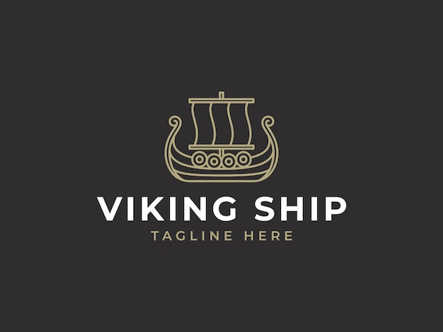 La plantilla de la ilustración vectorial del logotipo del barco vikingo