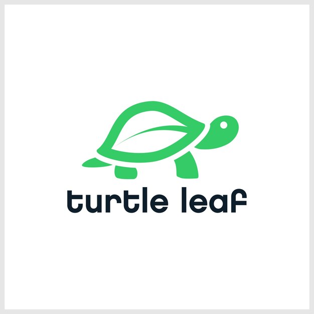 plantilla de ilustración vectorial de la tortuga con el logotipo de la hoja