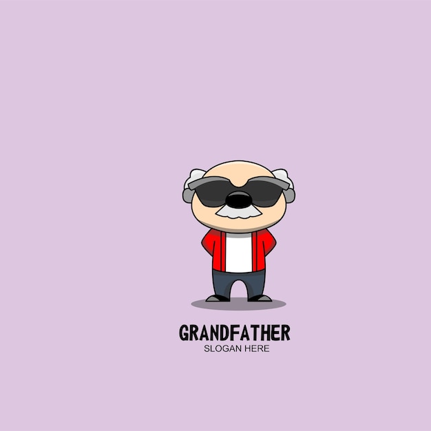 Plantilla de ilustrador de logotipo de diseño de personaje de mascota de abuelo