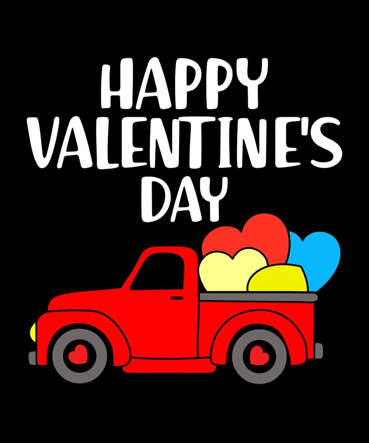 Plantilla de impresión de camisa de feliz día de san valentín arte de ilustración de vector de coche de san valentín con forma de corazón