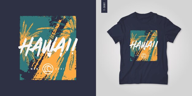 plantilla de impresión de cartel de diseño vectorial de camiseta de Hawai